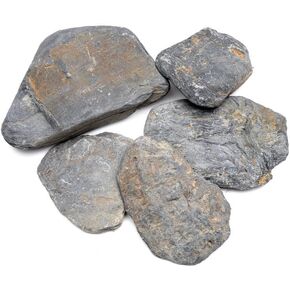 Natural Slate Stone for Aquariums, Fish Tanks, Terrariums, Aquascaping and Amphibian Enclosures, Mix of Large and Medium Size Rocks - by SubstateSource (5 Pounds, Red River)