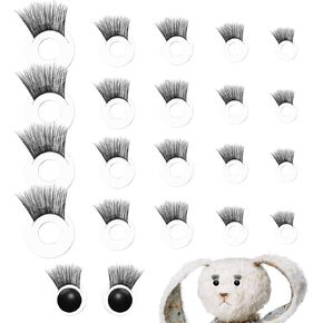 20Pcs Doll Eyelashes 5 Sizes Safety Eyelashes for Doll Making, Eye Make Up Accessories, Plastic Stuffed Crochet Eye Lashes for Puppet Teddy Bear Plush Animal Making
