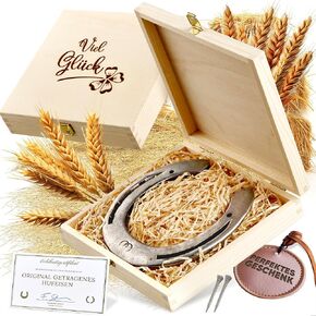 Horseshoe Gift in Wooden Box, Metal, Includes Certificate of Authenticity