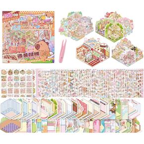 50 DIY 3D Scene Stickers Book Set, 3D Cute House Isometric Sticker Therapy,Extensive Collection of 3D Cartoon Room Stickers Book for Adults Kids,Perfect for Relaxation, Gifts,Party Favors