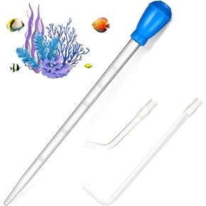KABASI Coral Feeder Fish Feeder Waste Clean Tool, 50ml Manual Acrylic Pipette Suction Dropper with 2PCS Extension Pipes for Fish Tank Cleaning, Water Changer Waste Remover for Aquarium