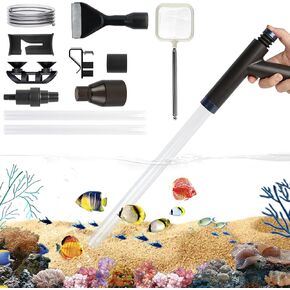 3-in-1 Aquarium Gravel Cleaner, Fish Tank Siphon Vacuum Gravels Cleaning Kit, Adjustable Water Flow Manual Water Changer with Air Push Button for Fish Tank Cleaning Gravel and Sand
