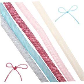 5pcs Mesh Tubing Bright Color Craft Materials for DIY Hair Bows Jewelry Making and Party Decorations Easy to Cut Durable and Design