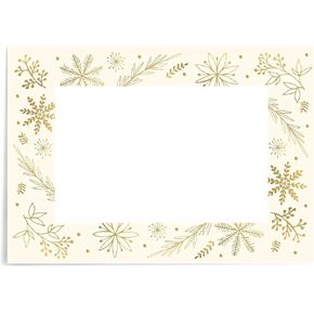 Designer Greetings, Boxed Season’s Greetings Photo-Holder Cards, Gold Snowflake and Florals Design (Box of 15 Foil Embossed Cards and Envelopes)