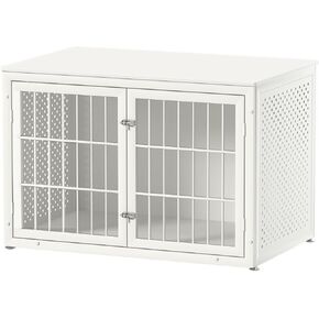 48" Heavy Duty Dog Crate Furniture for Large Dogs, Metal Kennel for High Anxiety Dogs, Wooden Cage Kennel Furniture Indoor, Decorative Dog Kennel End Table, XL,White