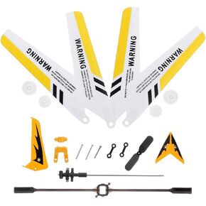 2pcs Full Replacement Parts Set for S107/S107G Helicopter - Main Blades, Tail Decorations, Tail, Connect Buckle, Inner Shaft (Yellow)