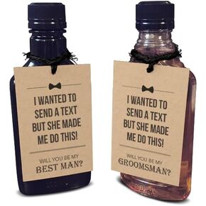 Heather & Willow Funny Groomsmen Proposal Cards - Set of 8 Tags | Groomsmen Gifts & Bridesmaid Gifts for Groomsmen Proposal Box - TEXT