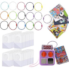 Card Holder & Organizer for Yoto Cards - 300 Self-Adhesive Labels & 15 Rings with Easy-Peel System | Travel-Friendly Storage Case for Yoto Player Cards | Kids Accessories Carrier