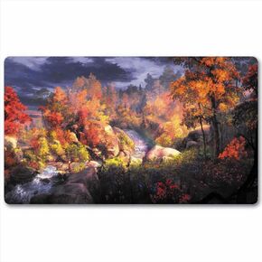 Board Game TCG Playmat Tabletop Card Playmat MTG RPG CCG Trading Card Game Play mats Smooth Cloth Surface Rubber Base with Stitched Edges Original Play Mat Art Designs 24X14inch-fantasy Landscape