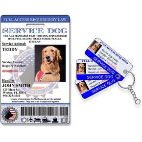 XpressID Custom Holographic Service Dog ID Card with 3 Key Tags - Includes Registration to National Dog Registry - QR Ready