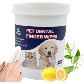 Dog Dental Wipes – Pet Teeth Cleaning Finger Pads for Dogs & Cats, 50 Count – Remove Plaque & Tartar, Freshen Breath, Easy Oral Care, Tea Polyphenol Formula