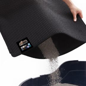 GORILLA GRIP Honeycomb Cat Mat, Traps Litter, Two Layer Trapping Kitty Mats, Less Waste, Soft On Paws, Indoor Box Supplies and Essentials, Feeding Trap, Water Resistant on Floors, 24x15 Gray