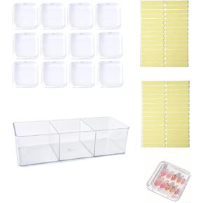 12pcs 3.4in Press On Nail Storage,60pcs Upgrade Adhesive Double Sided Tape,1Pc Big Storage Box,for Nail Display,False Nail Organizer Nail case