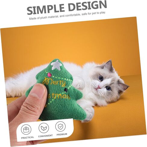 Hemoton 3pcs Adorable Christmas Tree Plush Cat Teething Toy Fun Interactive Holiday Cat Toy for Kittens for Indoor Play and Festive Decoration in Kuwait