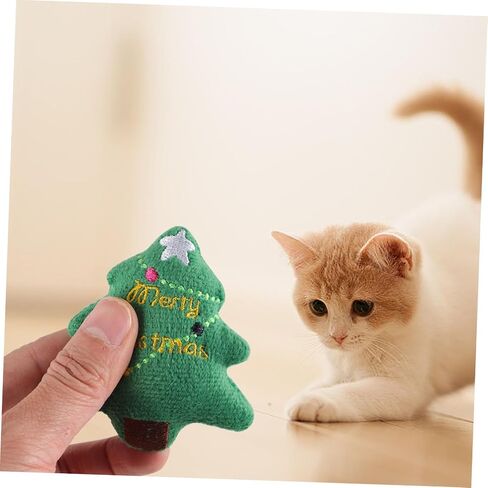 Hemoton 3pcs Adorable Christmas Tree Plush Cat Teething Toy Fun Interactive Holiday Cat Toy for Kittens for Indoor Play and Festive Decoration in Kuwait