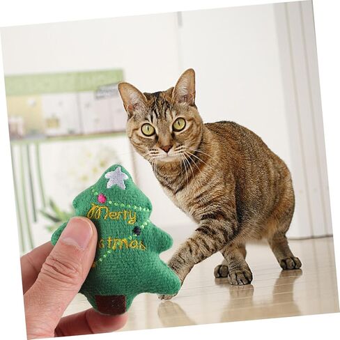 Hemoton 3pcs Adorable Christmas Tree Plush Cat Teething Toy Fun Interactive Holiday Cat Toy for Kittens for Indoor Play and Festive Decoration in Kuwait