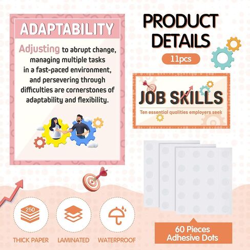 11 Pcs Job Skills Posters Educational Bulletin Board Set High School Classroom Decorations Essential Qualities Employers Seek Posters for College Library Home Workplace Wall Decors Supplies in Saudi Arabia