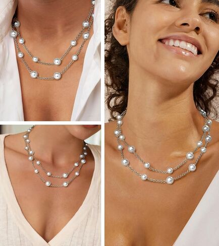 Gold Pearl Drop Necklace Earrings Set with CZ Crystals Pearl Pendant for Women Bride Bridesmaid Birthday Pearl Jewelry Gifts in Saudi Arabia