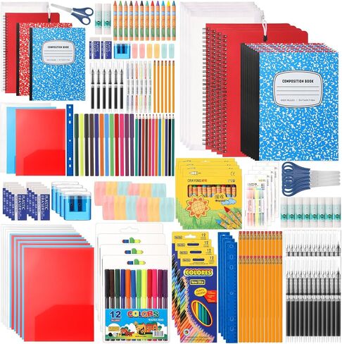 1 Set 2025 School Supplies Kit, 47 Pcs Per Set Back to School Supplies Primary Middle College Bundle Essential Stuff Bulk Pen Notebook Stationery for Kid Student Girl Teen Classroom Boy in Saudi Arabia