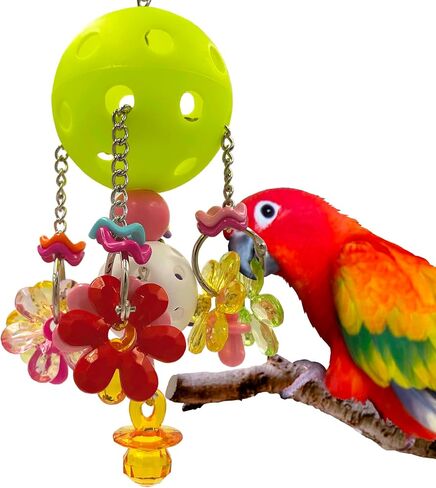 Pullable Bird Plastic Ball Toys with Acrylic Pacifiers and Flowers, Colorful Parrot Toys for Medium and Large Parrot Quaker Monk Parakeet Sun Conures (Light Green) in Saudi Arabia