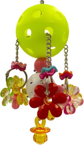 Pullable Bird Plastic Ball Toys with Acrylic Pacifiers and Flowers, Colorful Parrot Toys for Medium and Large Parrot Quaker Monk Parakeet Sun Conures (Light Green) in Saudi Arabia