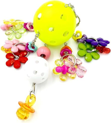 Pullable Bird Plastic Ball Toys with Acrylic Pacifiers and Flowers, Colorful Parrot Toys for Medium and Large Parrot Quaker Monk Parakeet Sun Conures (Light Green) in Saudi Arabia