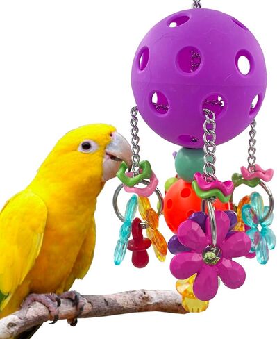 Pullable Bird Plastic Ball Toys with Acrylic Pacifiers and Flowers, Colorful Parrot Toys for Medium and Large Parrot Quaker Monk Parakeet Sun Conures (Light Green) in Saudi Arabia