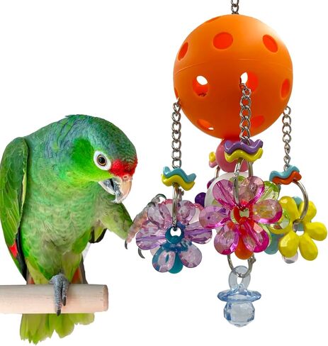 Pullable Bird Plastic Ball Toys with Acrylic Pacifiers and Flowers, Colorful Parrot Toys for Medium and Large Parrot Quaker Monk Parakeet Sun Conures (Light Green) in Saudi Arabia