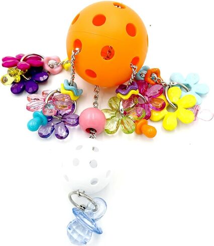 Pullable Bird Plastic Ball Toys with Acrylic Pacifiers and Flowers, Colorful Parrot Toys for Medium and Large Parrot Quaker Monk Parakeet Sun Conures (Light Green) in Saudi Arabia