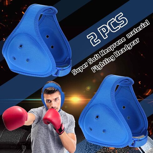 Jerify 2 Pcs Headgear for Wrestling Kids Youth Wrestling Headgear Soft Grappling Head Gear Wrestling Adjustable Wrestling Ear Guard Protective Wrestling Gear for Adult Boys Girls Hockey (Blue) in Kuwait