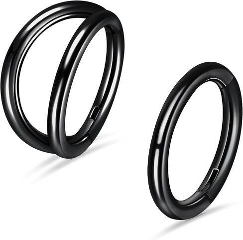 2Pcs Titanium Nose Rings 18G 8mm Double Hoop Nose Rings 18 Gauge Septum Clicker Nose Rings for Women Men Hinged Small Hoop Earring Cartilage Helix Daith Rook Hoop Piercing Jewelry in Saudi Arabia