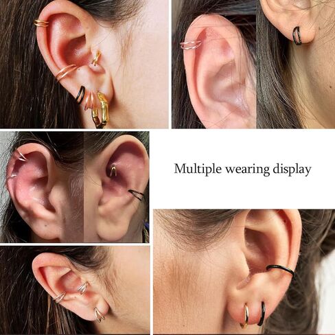 2Pcs Titanium Nose Rings 18G 8mm Double Hoop Nose Rings 18 Gauge Septum Clicker Nose Rings for Women Men Hinged Small Hoop Earring Cartilage Helix Daith Rook Hoop Piercing Jewelry in Saudi Arabia