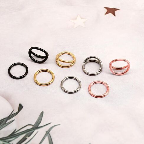 2Pcs Titanium Nose Rings 18G 8mm Double Hoop Nose Rings 18 Gauge Septum Clicker Nose Rings for Women Men Hinged Small Hoop Earring Cartilage Helix Daith Rook Hoop Piercing Jewelry in Saudi Arabia