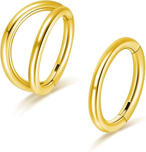 2Pcs Titanium Nose Rings 18G 8mm Double Hoop Nose Rings 18 Gauge Septum Clicker Nose Rings for Women Men Hinged Small Hoop Earring Cartilage Helix Daith Rook Hoop Piercing Jewelry in Saudi Arabia