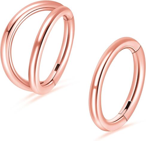 2Pcs Titanium Nose Rings 18G 8mm Double Hoop Nose Rings 18 Gauge Septum Clicker Nose Rings for Women Men Hinged Small Hoop Earring Cartilage Helix Daith Rook Hoop Piercing Jewelry in Saudi Arabia