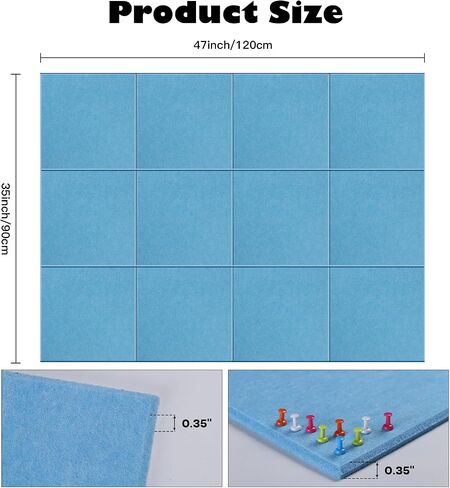 12 Pack Large Cork Board Alternative, 47" x 35" Bulletin Board, Felt Wall Tiles with Safe Removable Adhesive Tabs, Cork Boards for Walls Office School & Home in Saudi Arabia