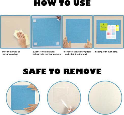 12 Pack Large Cork Board Alternative, 47" x 35" Bulletin Board, Felt Wall Tiles with Safe Removable Adhesive Tabs, Cork Boards for Walls Office School & Home in Saudi Arabia