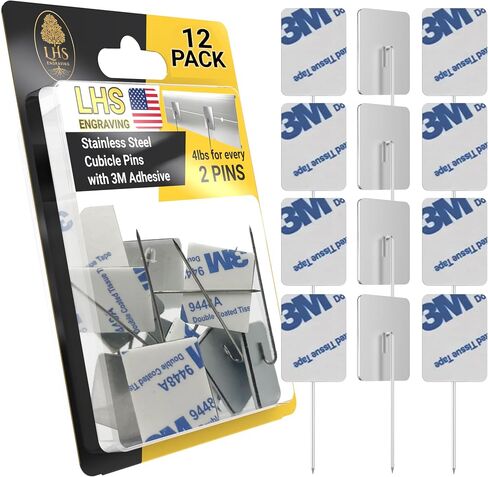 LHS - Unbreakable Cubicle Pins for Fabric Walls and Decor, Heavy-Duty for Hanging Name Plates in Your Office, and Nameplate Holders - Value Pack of 6, 12, 24, 48 in Saudi Arabia