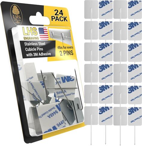 LHS - Unbreakable Cubicle Pins for Fabric Walls and Decor, Heavy-Duty for Hanging Name Plates in Your Office, and Nameplate Holders - Value Pack of 6, 12, 24, 48 in Saudi Arabia