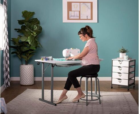 SewingRite SewStation 101 Portable Folding Sewing Table with Steel Legs, White - Perfect for Home, Office and Business in Saudi Arabia