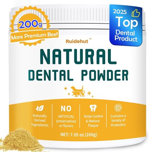 Natural Dog Dental Powder - Teeth Cleaning Powder - Removes Plaque and Tartar - Breath Freshener - Contains Probiotics to Fight Bad Breath - Large Size for Multi-Dog Households (7.05 Oz) in Saudi Arabia