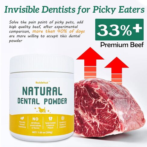 Natural Dog Dental Powder - Teeth Cleaning Powder - Removes Plaque and Tartar - Breath Freshener - Contains Probiotics to Fight Bad Breath - Large Size for Multi-Dog Households (7.05 Oz) in Saudi Arabia