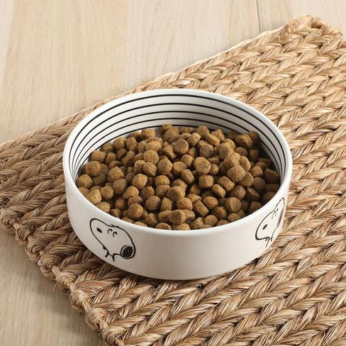 Peanuts Snoopy & Charlie Brown 6 "Stoneware Dog Food Bowl - للكلاب الصغيرة إلى المتوسطة - طبق حيوان أليف لطيف ، متين وسهل التنظيف - تغذية جرو in Saudi Arabia