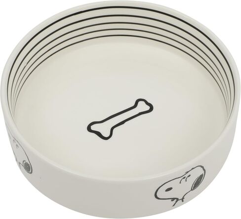 Peanuts Snoopy & Charlie Brown 6 "Stoneware Dog Food Bowl - للكلاب الصغيرة إلى المتوسطة - طبق حيوان أليف لطيف ، متين وسهل التنظيف - تغذية جرو in Saudi Arabia