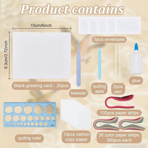Webeedy 20 Sets Quilling Kit للبالغين المبتدئين DIY 5 أنماط طيور طقم لحب البطاقة مع التعليمات اليدوية in Kuwait