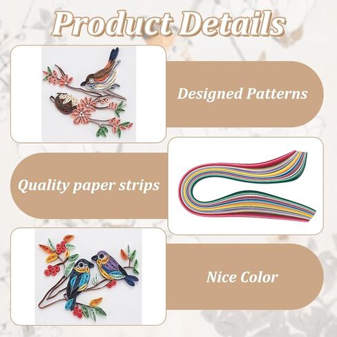 Webeedy 20 Sets Quilling Kit للبالغين المبتدئين DIY 5 أنماط طيور طقم لحب البطاقة مع التعليمات اليدوية in Kuwait