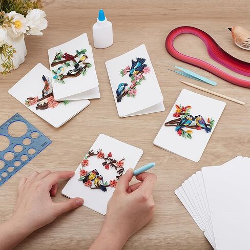 Webeedy 20 Sets Quilling Kit للبالغين المبتدئين DIY 5 أنماط طيور طقم لحب البطاقة مع التعليمات اليدوية in Kuwait