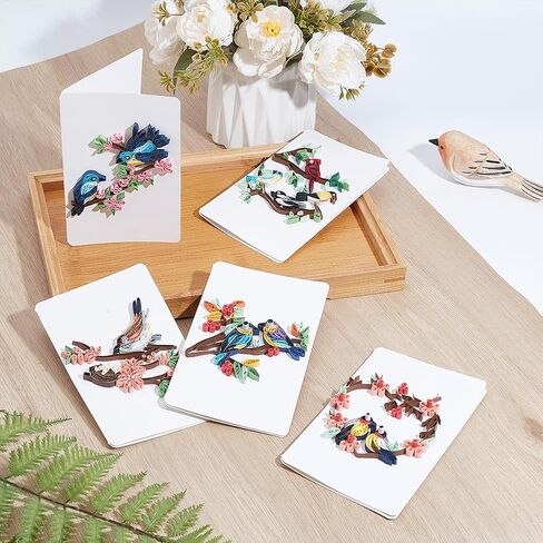 Webeedy 20 Sets Quilling Kit للبالغين المبتدئين DIY 5 أنماط طيور طقم لحب البطاقة مع التعليمات اليدوية in Kuwait