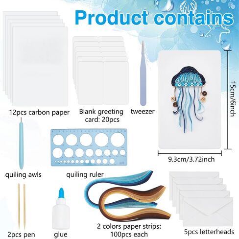 WEBEEDY 20 Sets Paper Quilling Kit for Adult DIY Sea Animals Themes Greeting Card Making Kit with Instruction 5 Styles Animal Polar Bear,Sea Turtle,Whale,Penguin,Jellyfish Cards for Birthday Christmas in Saudi Arabia