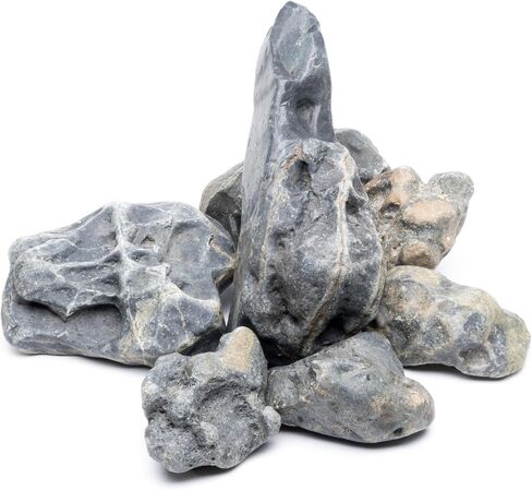 Natural Slate Stone for Aquariums, Fish Tanks, Terrariums, Aquascaping and Amphibian Enclosures, Mix of Large and Medium Size Rocks - by SubstateSource (5 Pounds, Red River) in Saudi Arabia